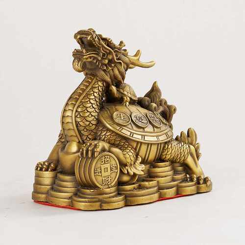 黄铜财富归来龙龟摆件母子龟金钱龟金贵运财家居工艺品