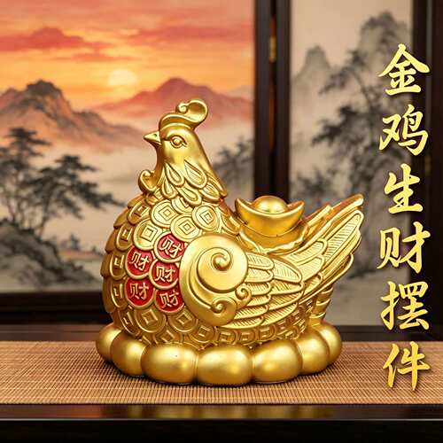 【工厂现货】金鸡生财招财进宝母鸡公鸡居家店铺玄学吉祥合金摆件
