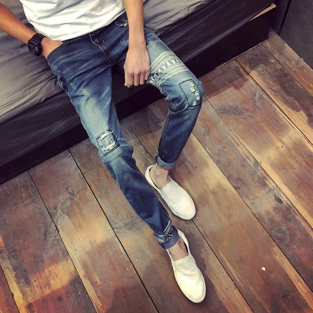 Jeans pour adolescent pieds Slim pour automne - Ref 1465510 Image 4