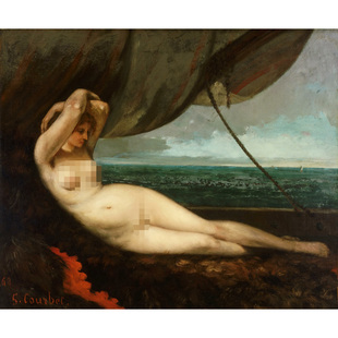 古斯塔夫库尔贝海边裸体现实主义人物风景油画酒店民宿装饰画挂画