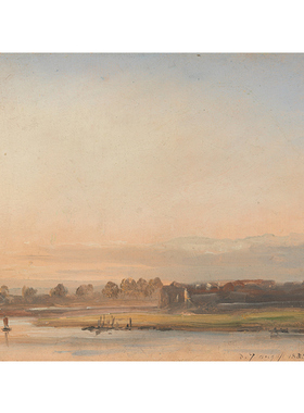 国外油画风景写实装饰画客厅挂画 View_of_the_Elbe