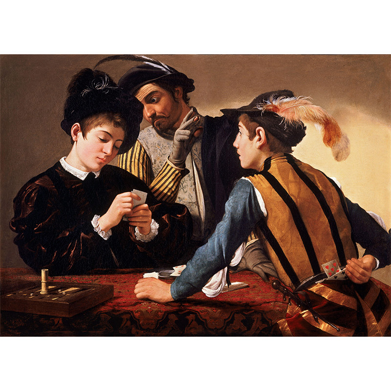 卡拉瓦乔 扑克牌游戏作弊者 人物油画居家室内装饰酒店会所