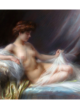 德尔芬·安灼拉斜倚的少女人物油画世界名画卧室装饰画艺术微喷