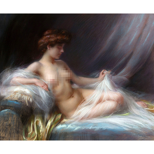 德尔芬·安灼拉斜倚 饰画艺术微喷 少女人物油画世界名画卧室装