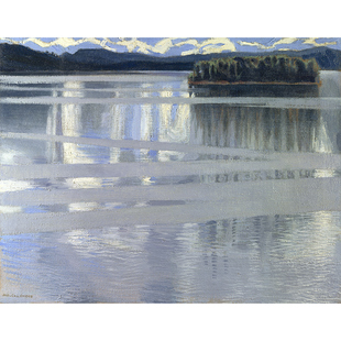 饰画风水画 美术馆藏品油画客厅背景墙装 Lake Keitele