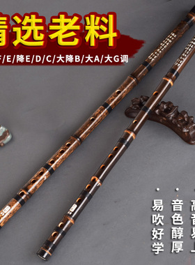 一节紫竹笛子成人初学学生自学大G古风A降E高档竹笛专业演奏横笛
