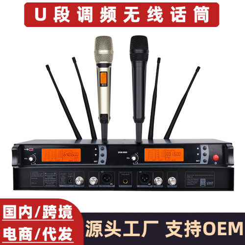 专业一拖二无线话筒KTV酒吧家用唱K歌舞台演出婚庆主持跨境麦克风