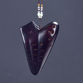 熏烧三管陶笛中音C调AC初学学校教学3管陶笛民族乐器厂家