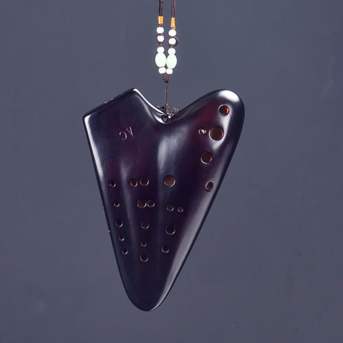 熏烧三管陶笛中音C调AC初学学校教学3管陶笛民族乐器厂家