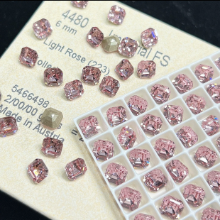正品 6MM尖底美甲饰品DIY 施华洛奥地利水晶华子4480公主方223浅粉