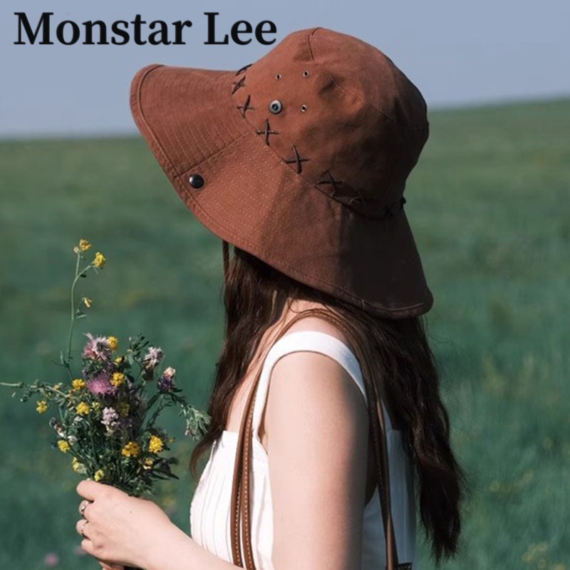 Monstar Lee户外登山帽子女防晒渔夫帽夏季露营西部牛仔帽遮阳帽