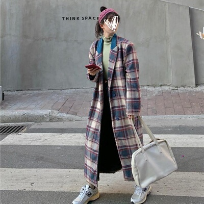 秋季复古减龄格子大衣妮子外套
