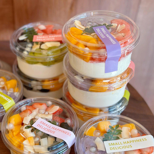 冰粉碗椰奶冻杯子冷萃酸奶水果捞甜品透明一次性商用打包包装盒