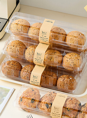 泡芙麻薯肉松小贝包装盒长方形4粒烘焙西点糕点透明连盖打包盒子