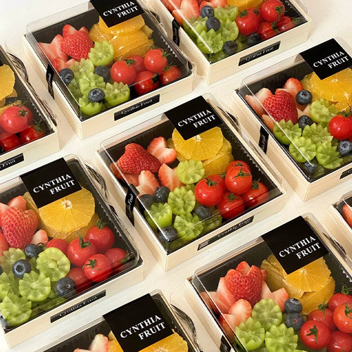 四宫格果切盒水果包装盒子四拼水果九宫格野餐秋游一次性打包盒