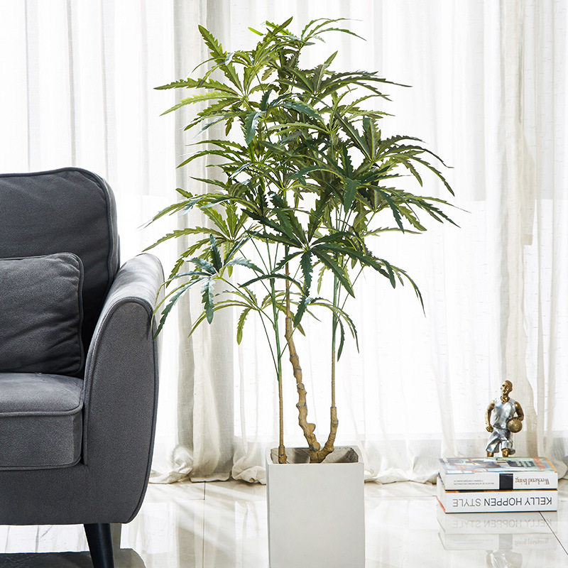 北欧仿真绿植孔雀木假盆栽树客厅大型植物网红落地盆景懒人摆件树