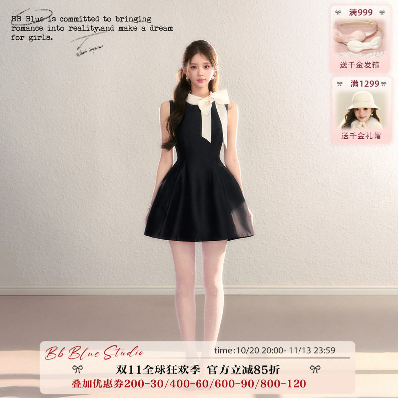 BBBLUE原创设计/赫本佳人/26年新款法式富家千金连衣裙女a字短裙