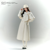 BLUE原创设计 留洋千金赫本风披肩西装 式 毛呢大衣外套女秋冬季