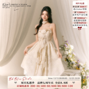 法式 BLUE原创设计 玫瑰连衣裙仙女公主礼服裙子 孙珍妮同款