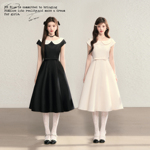 BB BLUE/温莎小姐/法式气质收腰娃娃领连衣裙赫本高级感公主长裙