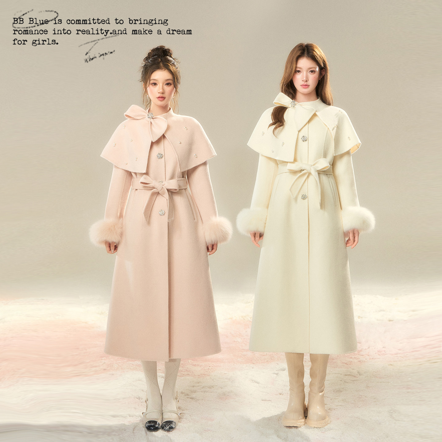 BBBLUE/巴黎美术馆/狐狸毛100羊毛秋冬法式高级感双面呢披肩大衣,女装/女士精品,羊绒大衣,淘宝优惠券,粉丝福利购,淘宝优惠卷