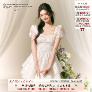 初恋连衣裙女小众仙女公主生日小礼裙子 茶歇法式 BLUE原创设计