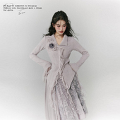 针织开衫 小众温柔 法式 干枯玫瑰毛衣外套女冬季 BLUE 原创设计