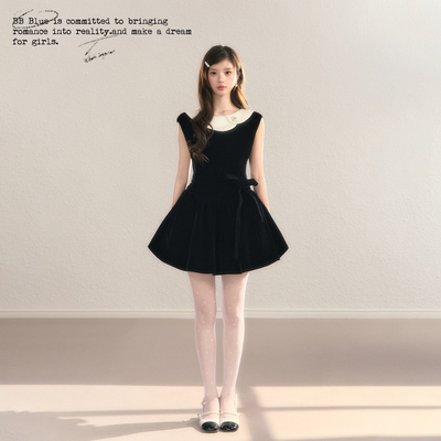 BBBLUE/coco小姐/赫本风无袖连衣裙春夏内搭千金感收腰蓬蓬裙女