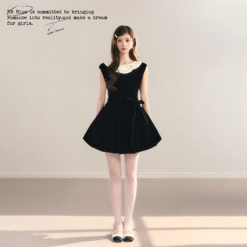 BBBLUE/coco小姐/赫本风无袖连衣裙春夏内搭千金感收腰蓬蓬裙女