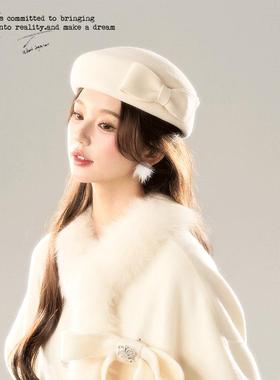 BB BLUE 原创设计 立体蝴蝶结羊毛礼帽