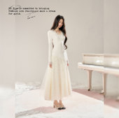 高级 蕾丝鱼尾网纱连衣裙秋冬收腰显瘦百搭修身 BLUE 月下舞步