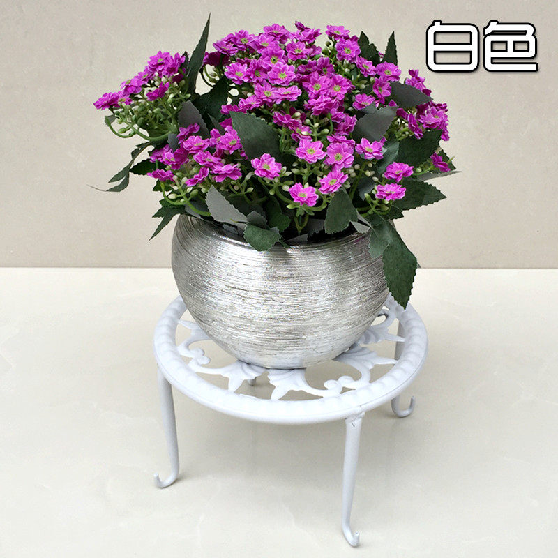 新款花板形铁艺落地式单层花架 阳台客厅花盆景架桌面小花架 凳子