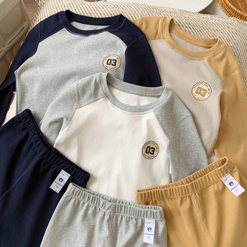 渺儿妈童品 男童家居服套装2025春秋新款儿童秋衣秋裤内穿套装