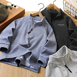 T恤春秋款 儿童长袖 男童半拉链休闲百搭上衣 糯糯衣 渺儿妈童品