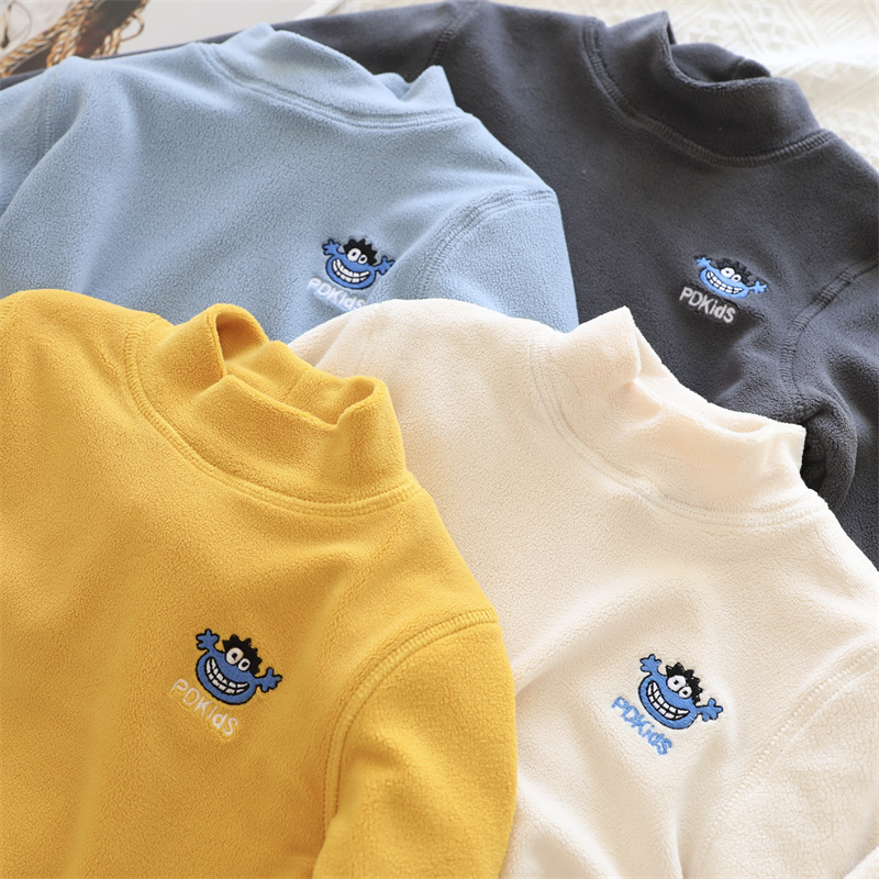 渺儿妈童品 男童加绒加厚卫衣儿童双层半高领保暖双面绒冬季打底