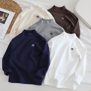 男童百搭上衣中大童 2025春秋新款 渺儿妈童品 儿童半高领打底衫