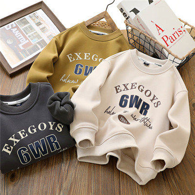 男童一体绒圆领卫衣秋冬新款