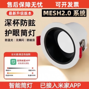 智能防眩晕筒灯led嵌入式无极调光调色客厅射灯无主灯已接入米家