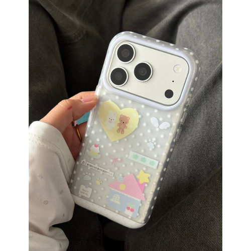 韩系透明波点小熊苹果手机壳防摔