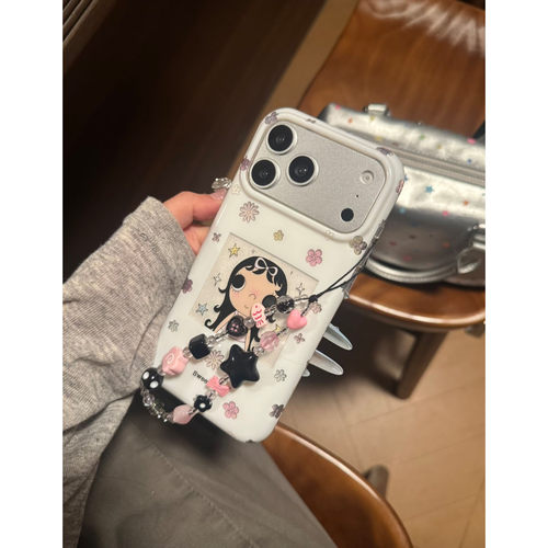 韩系镂空花朵小玉链条防摔手机壳