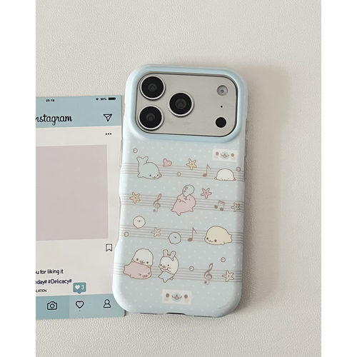 韩系ins蓝底音符小海豹iPhone壳