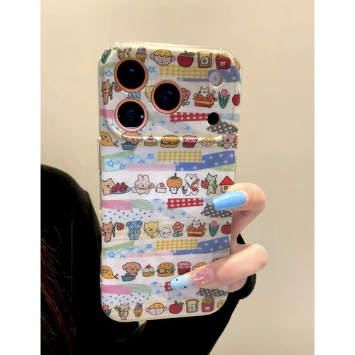 韩系童趣手帐胶带苹果全包防摔壳