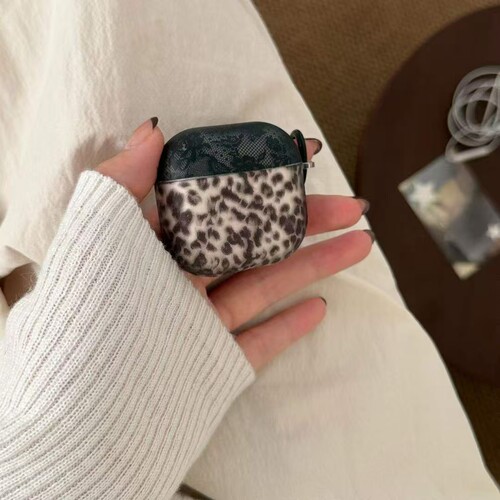 韩系ins黑色蕾丝豹纹耳机保护套