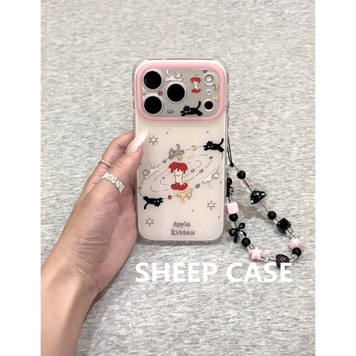 可爱猫咪细闪双层防摔苹果手机壳
