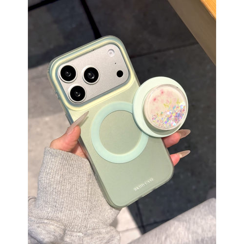 磨砂绿磁吸iPhone手机壳全包新款