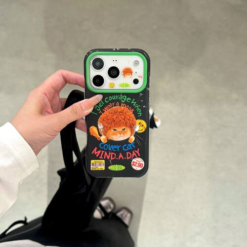 韩系爆炸头猫咪苹果全包防摔软壳