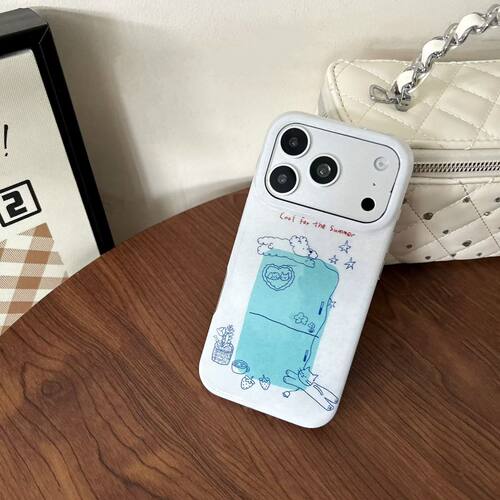 韩系涂鸦猫咪iPhone全包防摔软壳