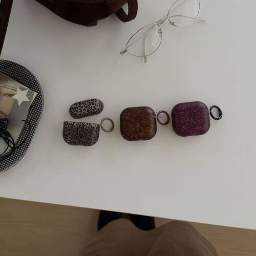 韩系ins风小众豹纹耳机保护套硬