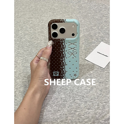韩系薄荷绿蕾丝波点全包防摔软壳