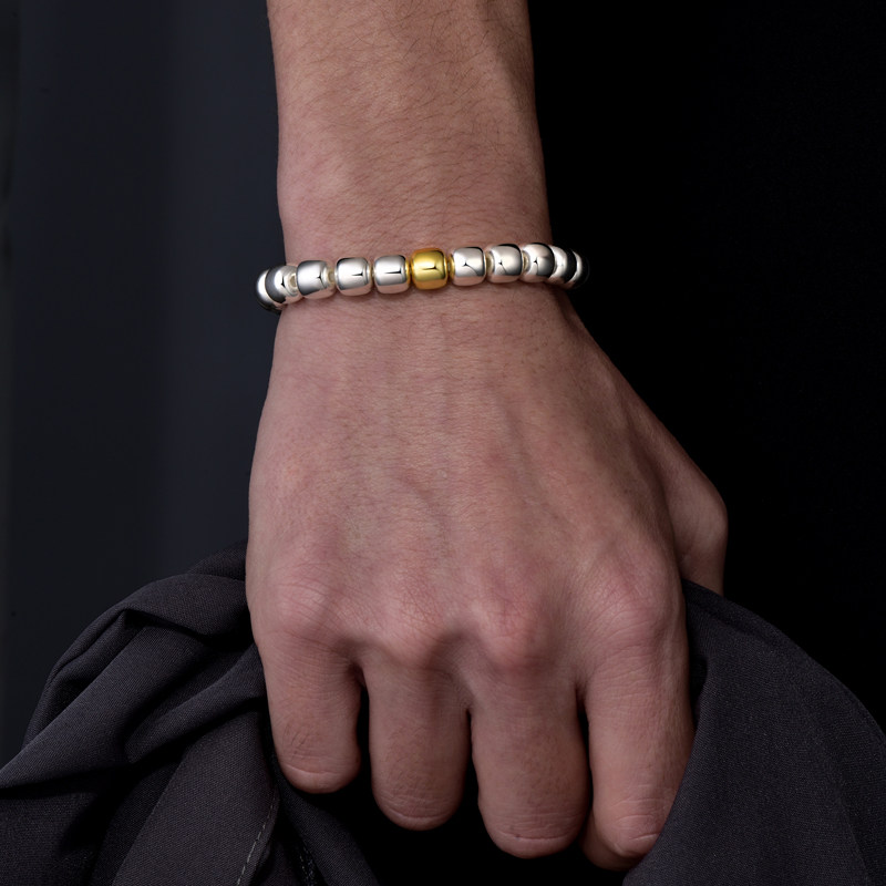 纯银实心银珠子手链佛珠银手链